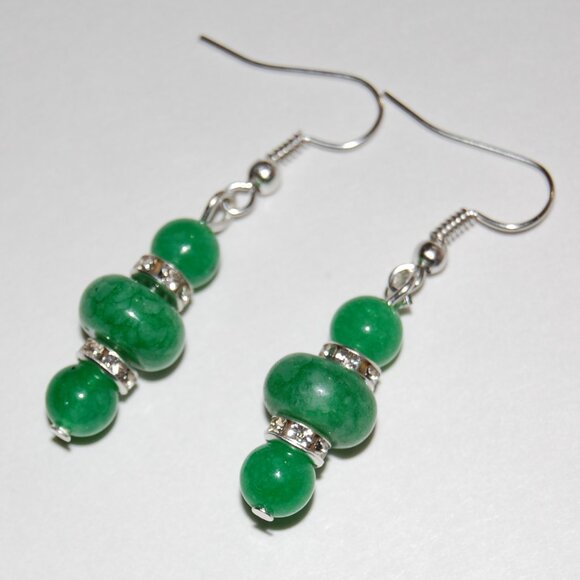 Jade Earrings,Colorful Earrings, Handmade Earrings,Jade Beaded Earrings - Picture 1 of 2